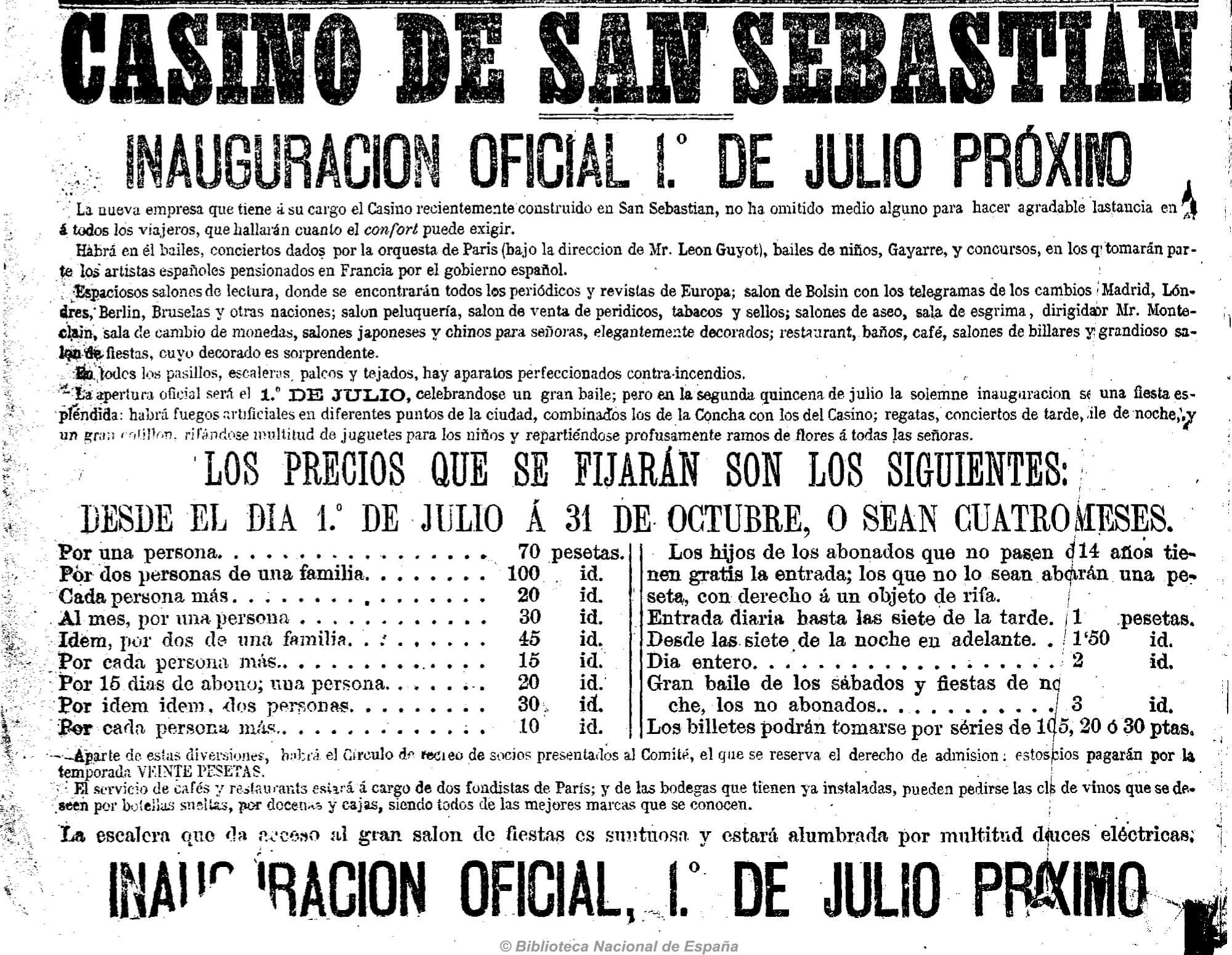 Historia del Gran Casino de San Sebastián
